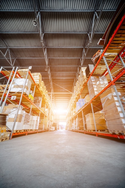 large hangar warehouse logistics companies warehousing floor called high-shelves toning image